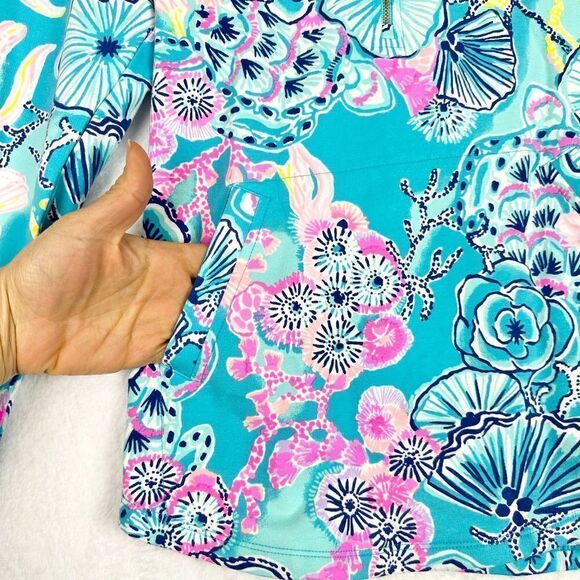 Lilly Pulitzer UPF 50+ Skipper Popover Bali Blue Once Upon A Tide Size XS - Picture 8 of 11